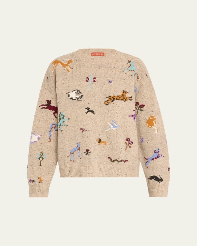 Mati Animal Intarsia Wool Sweater